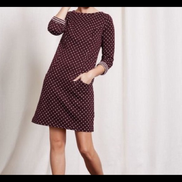 Boden Dresses & Skirts - Boden Burgandy Dotty Shift Dress Sz 12